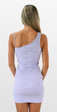 Load image into Gallery viewer, Lavender Skies One Shoulder Ribbed Bodycon Dress