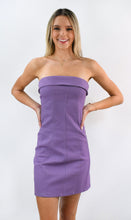 Load image into Gallery viewer, Purple Hearts Strapless Colored Denim Dress