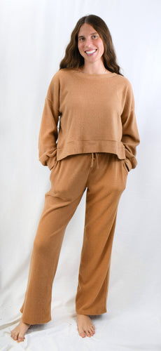Travel Time Brushed Knit Wide Leg Pants