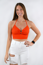 Load image into Gallery viewer, Keyhole Opening Crop Halter Top