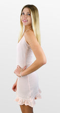 Load image into Gallery viewer, Pale Pink Ruffle Hem Crochet Dress