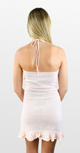 Load image into Gallery viewer, Pale Pink Ruffle Hem Crochet Dress