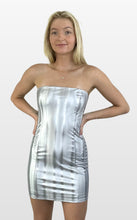 Load image into Gallery viewer, Silver Cloud Faux Leather Bodycon Dress