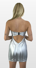 Load image into Gallery viewer, Silver Cloud Faux Leather Bodycon Dress