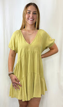 Load image into Gallery viewer, Natural Gold Tiered Babydoll Shift Dress
