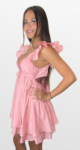 Girlish Charm Ruffle Shoulder Dress