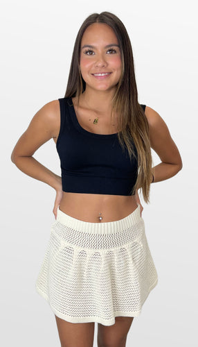 Cutie Crochet Knit Flounce Mini Skirt