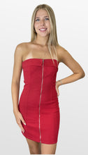 Load image into Gallery viewer, Fun Game Front Zip Strapless Dress