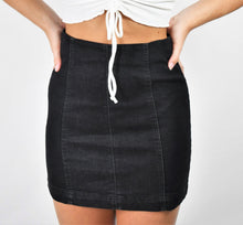 Load image into Gallery viewer, Paint It Black Denim Mini Skirt