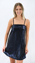 Load image into Gallery viewer, Darkest Blue Sequin Slip Dress