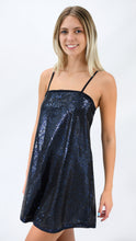 Load image into Gallery viewer, Darkest Blue Sequin Slip Dress