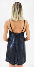 Load image into Gallery viewer, Darkest Blue Sequin Slip Dress