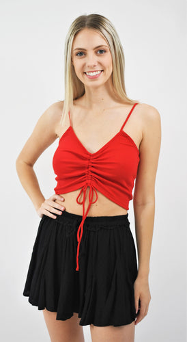 More Than That Ruched Front Tie Crop Tee