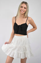 Load image into Gallery viewer, Little Bit of Both Black Linen Front Tie Crop