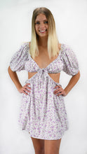 Load image into Gallery viewer, Little Purple Flowers Open Midriff Mini Dress