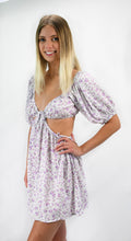 Load image into Gallery viewer, Little Purple Flowers Open Midriff Mini Dress