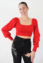 Load image into Gallery viewer, Walkin’ The Line Crop Square Neck Sweater
