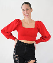 Load image into Gallery viewer, Walkin’ The Line Crop Square Neck Sweater