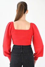 Load image into Gallery viewer, Walkin’ The Line Crop Square Neck Sweater