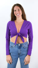 Load image into Gallery viewer, Tie Score Crop Top With Long Sleeves