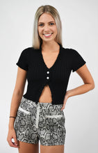 Load image into Gallery viewer, Once Bitten Snake Print Faux Leather Shorts