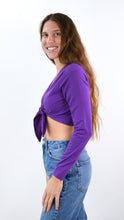 Load image into Gallery viewer, Tie Score Crop Top With Long Sleeves
