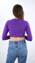 Load image into Gallery viewer, Tie Score Crop Top With Long Sleeves
