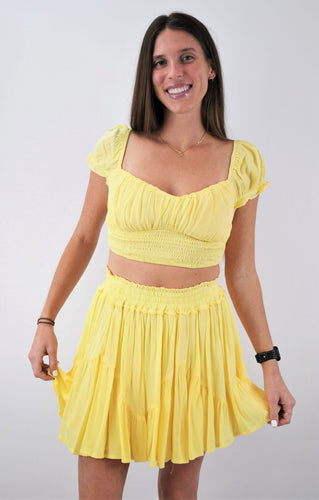Lemon Drop Top and Skirt Set