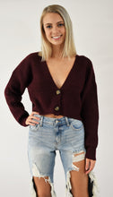 Load image into Gallery viewer, Crop V Neck Button Up Sweater