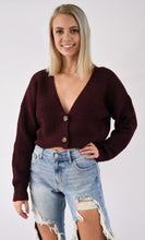 Load image into Gallery viewer, Crop V Neck Button Up Sweater