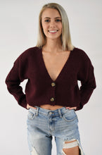 Load image into Gallery viewer, Crop V Neck Button Up Sweater