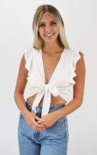 Load image into Gallery viewer, Just Enough Open Front Tie Top With Ruffle Sleeves
