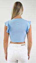 Load image into Gallery viewer, Just Enough Open Front Tie Top With Ruffle Sleeves