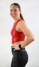 Load image into Gallery viewer, Red Fire Faux Leather Crop Top