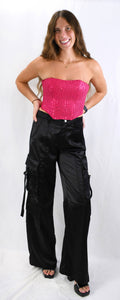 Smooth Satin Cargo Pants