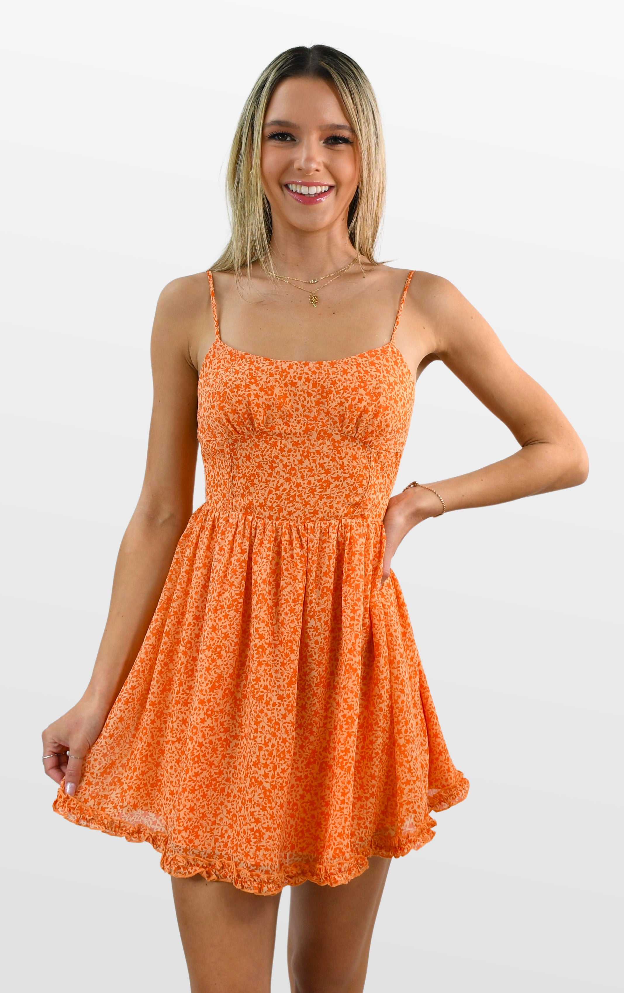 orange ditsy floral dress Yours Women's Plus Size Orange Ditsy Floral Tiered Dress Size 18-20