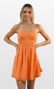 Orange on Orange Ditsy Print Dress