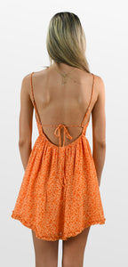 Orange on Orange Ditsy Print Dress