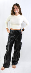 Soft Slouch Vegan Leather Cargo Pants