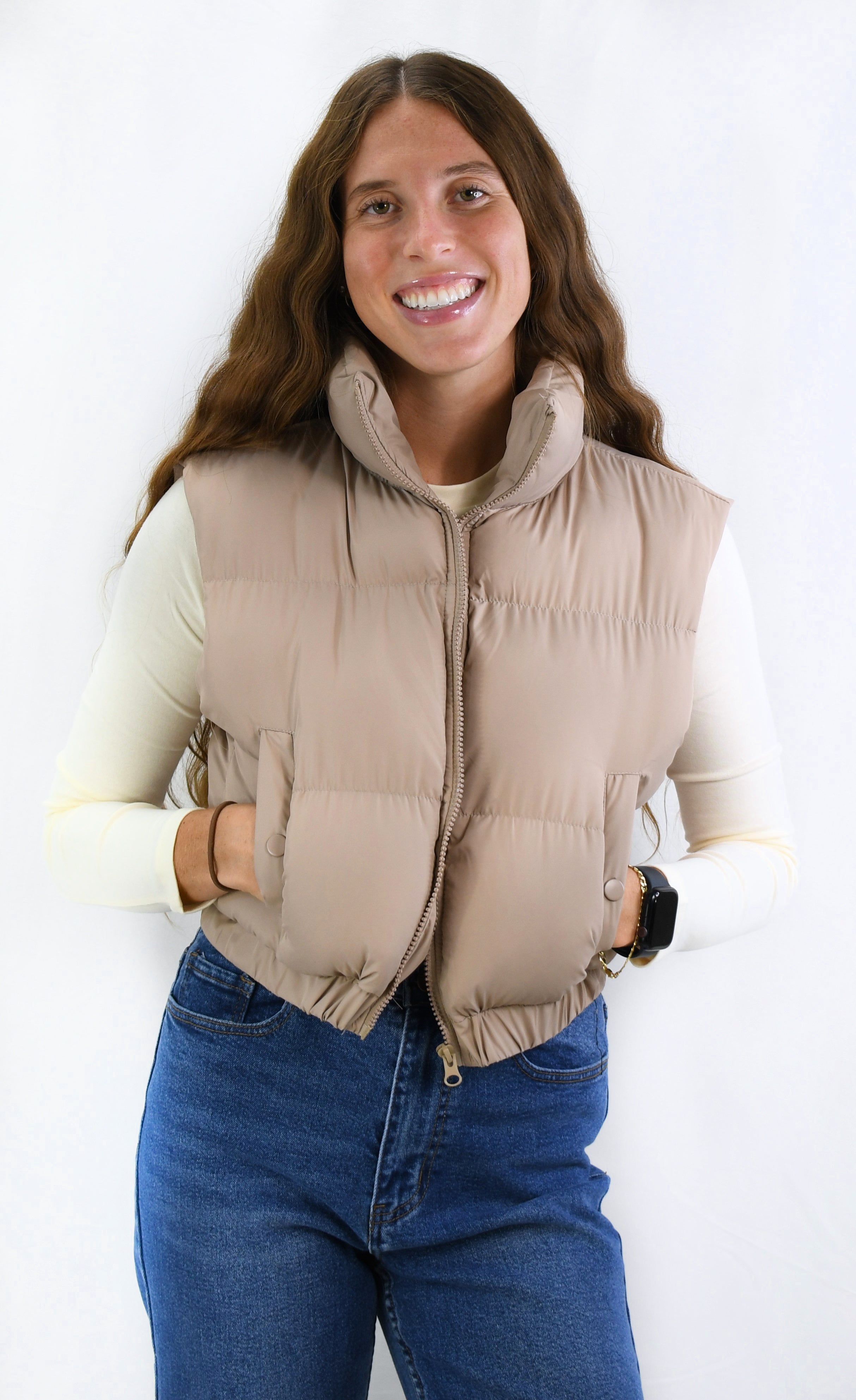 Emma argue COCOON COAT PADDING VEST Right Addition Crop Puffer Vest – The Campus Colors Boutique