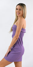 Load image into Gallery viewer, Purple Hearts Strapless Colored Denim Dress