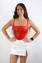 Load image into Gallery viewer, Red Alert Faux Leather Corset Top