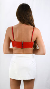 Red Alert Faux Leather Corset Top