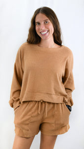 Travel Time Brushed Knit Crew Neck Crop