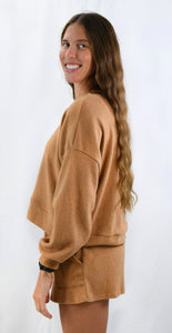 Travel Time Brushed Knit Crew Neck Crop