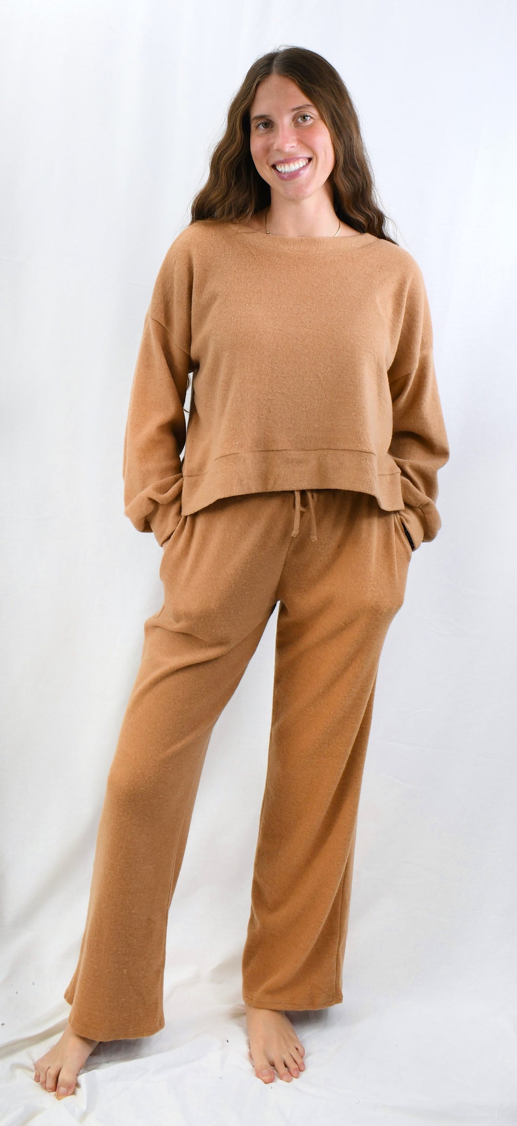 Travel Time Brushed Knit Wide Leg Pants