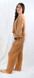 Travel Time Brushed Knit Wide Leg Pants