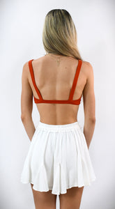 Brick Work Open Back Crop Top