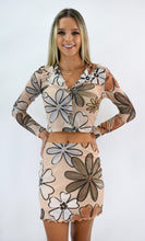 Load image into Gallery viewer, Soft Brown Bloom Long Sleeve Mesh Top