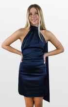 Load image into Gallery viewer, Show Some Sash Satin Halter Dress